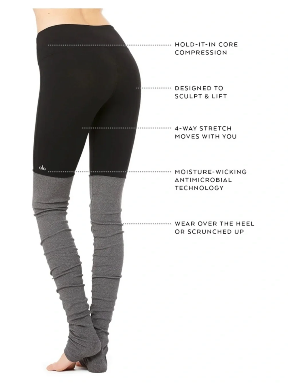 Alo Yoga Women’s Leggings Goddess Ribbed Leggings Black Grey Phyton Print Large